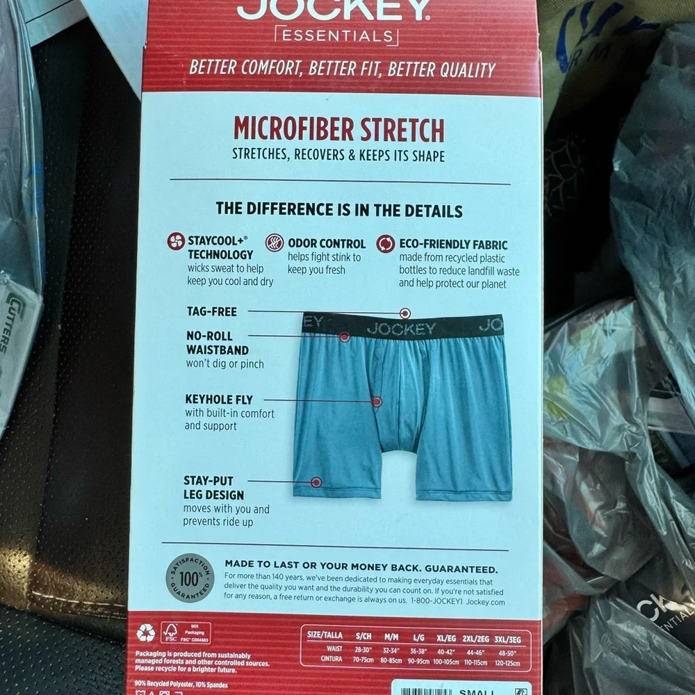 Jockey Essentials 3 pack Black Microfiber Stretch Boxer Brief‎ Sz S NEW!